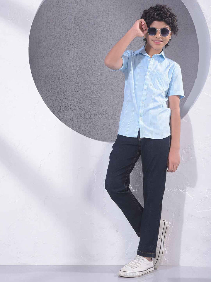 Blue Checked 100% Cotton Shirt