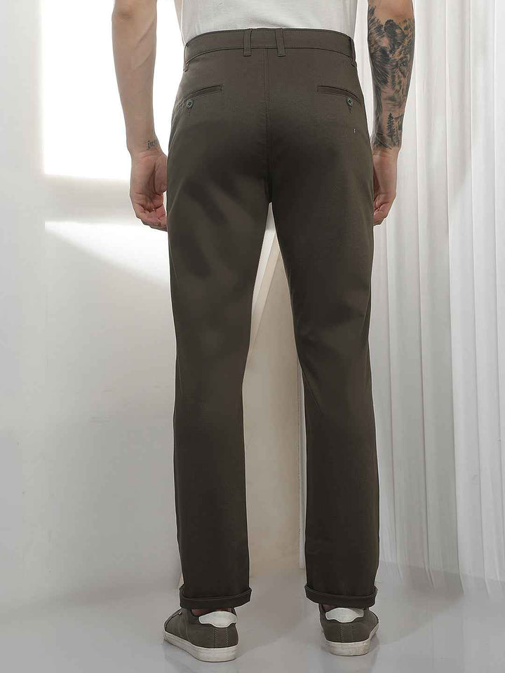 Olive Dobby Cotton Trousers