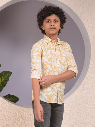 Beige Printed 100% Cotton Shirt