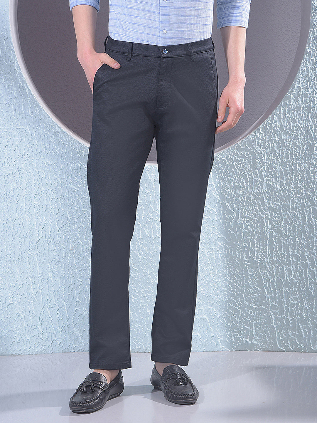 Navy Blue Printed Trousers