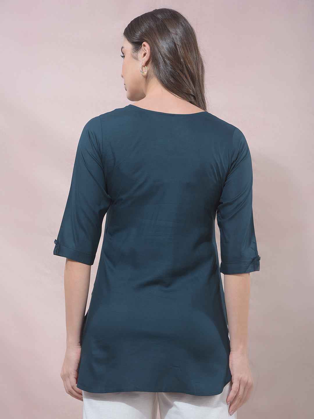 Green Floral Embroidered Top