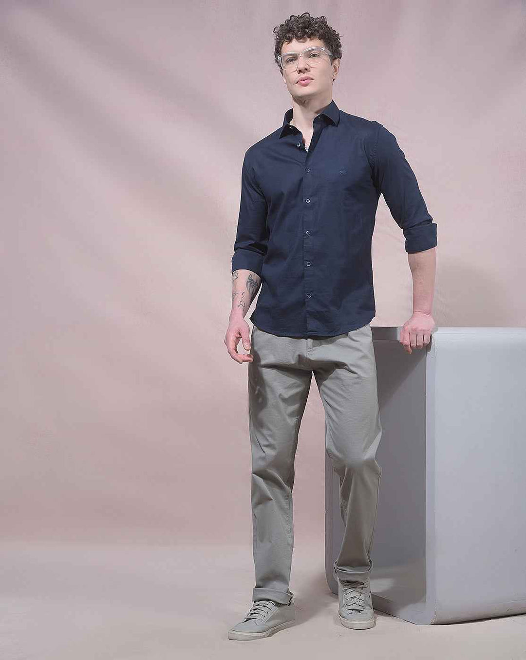 Sleek Navy Comfortable Casual Shirt