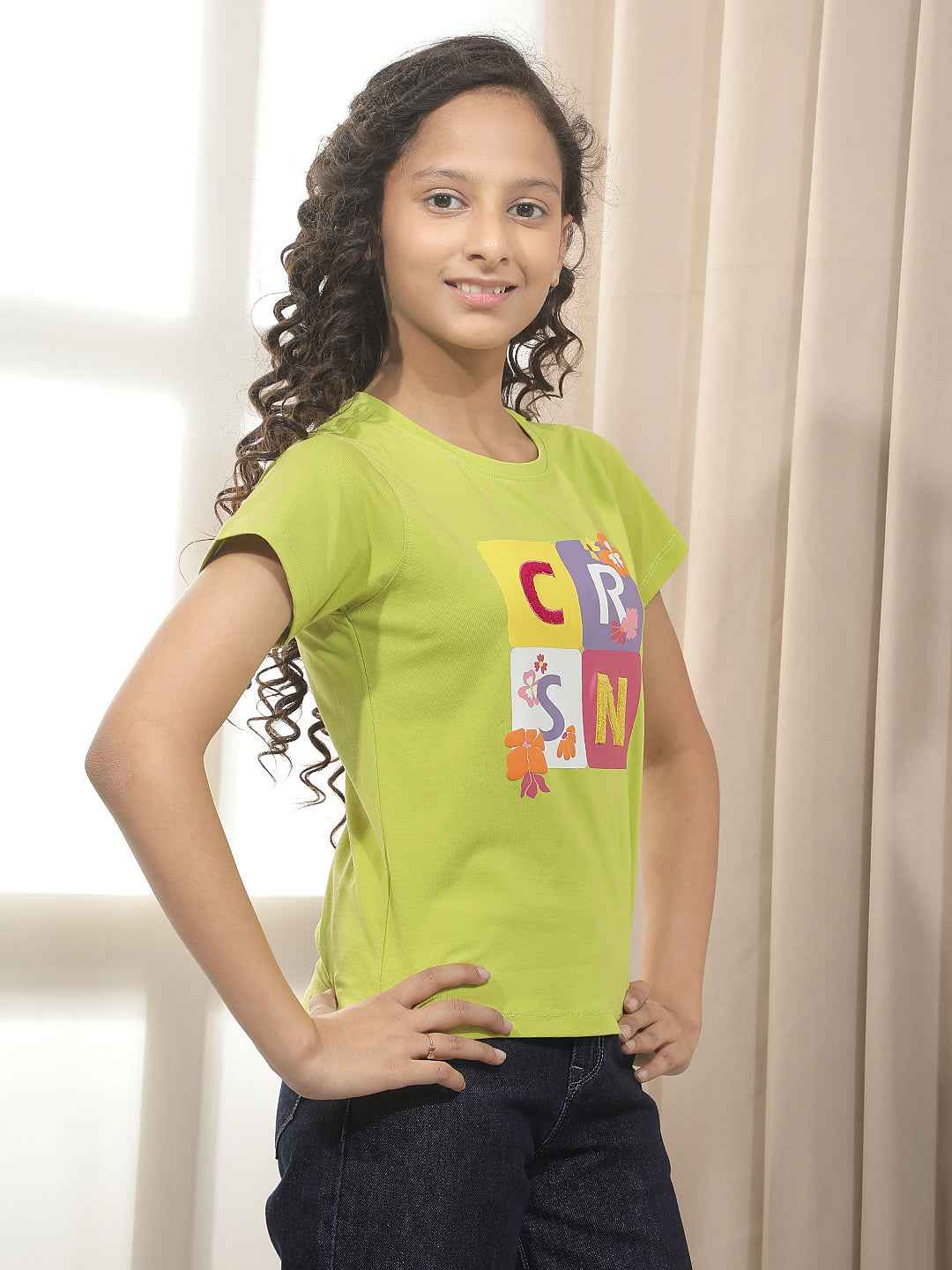 Green Typographic Print T-Shirt