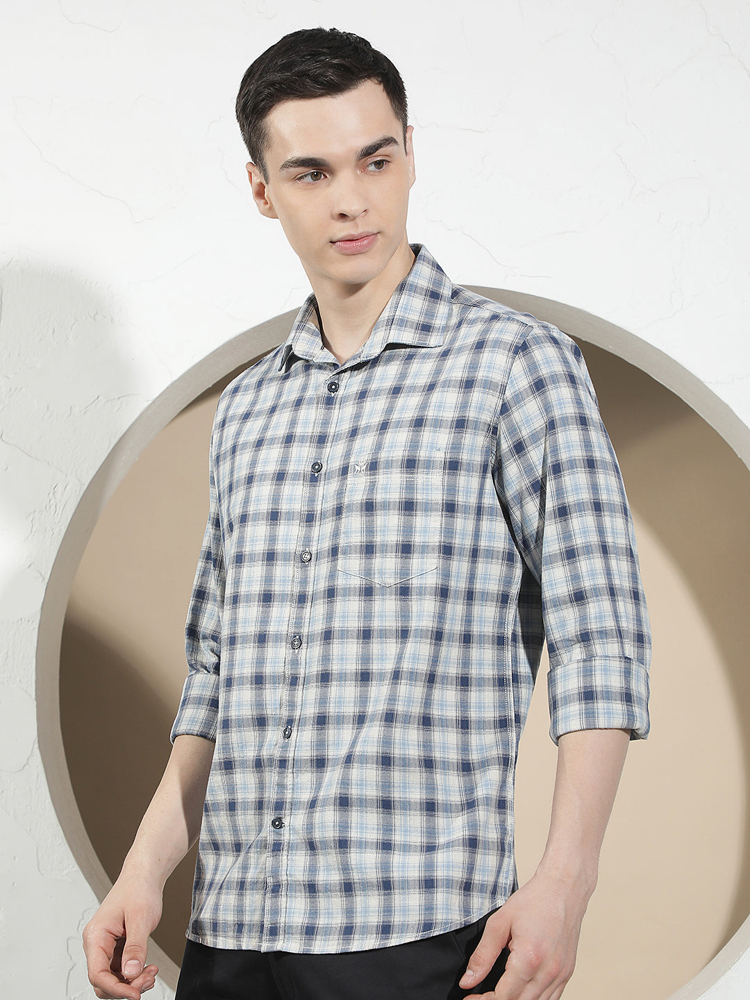 Blue Checked 100% Cotton Shirt