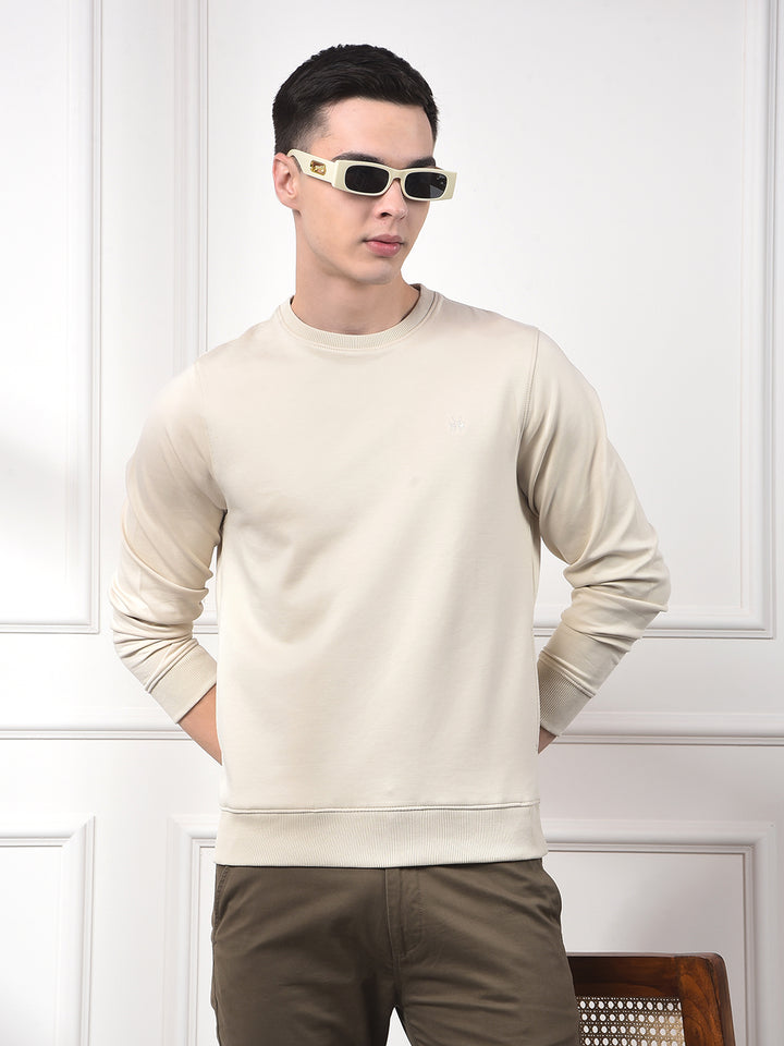 Beige Typographic Print Sweatshirt