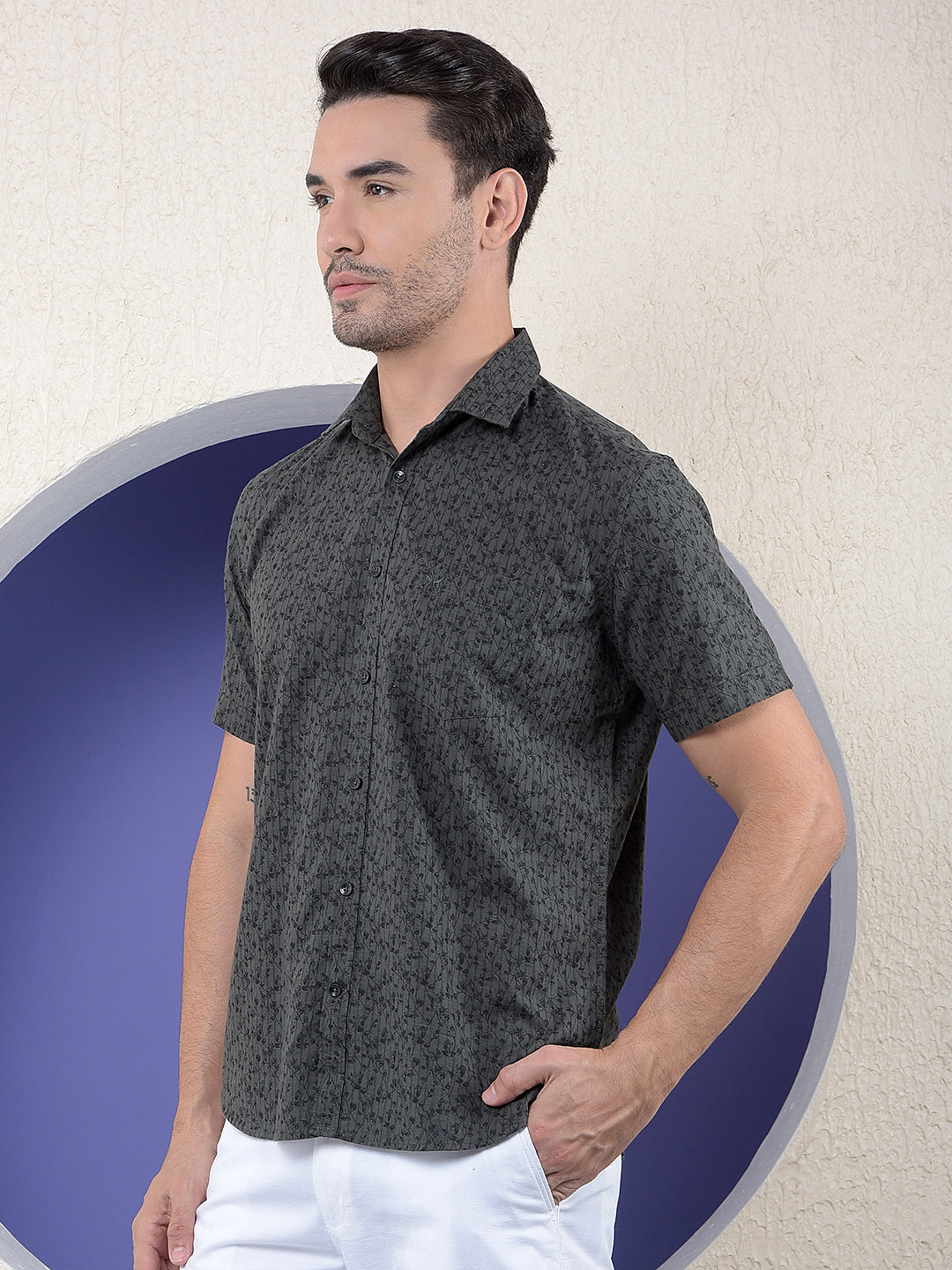 Forest Bloom Printed Green Shirt