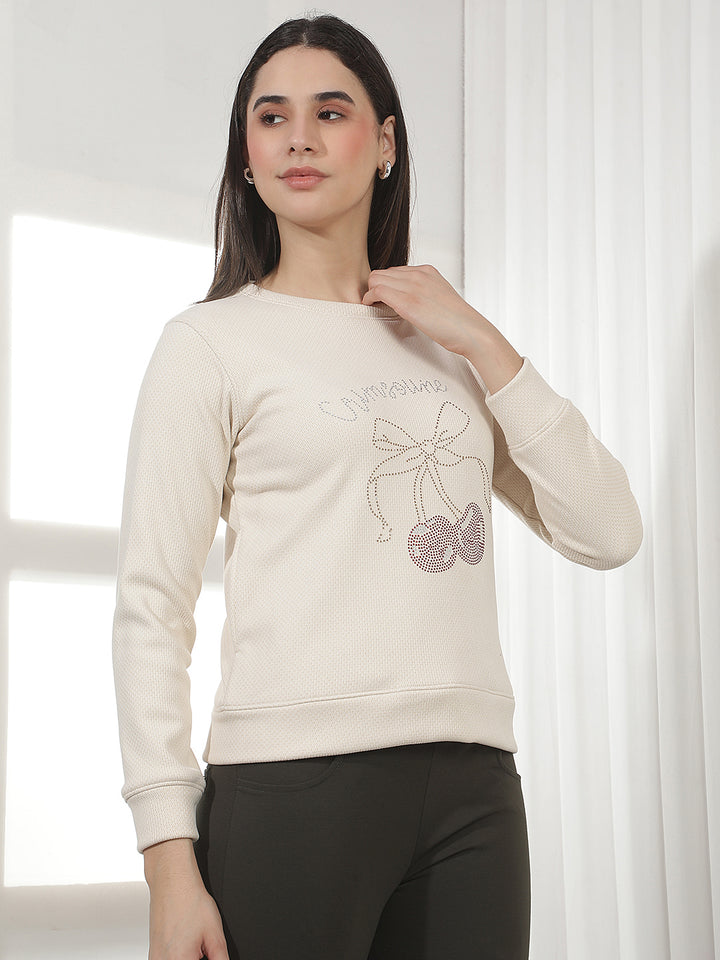 Urban Sunlit Peach Embellished Sweatshirt