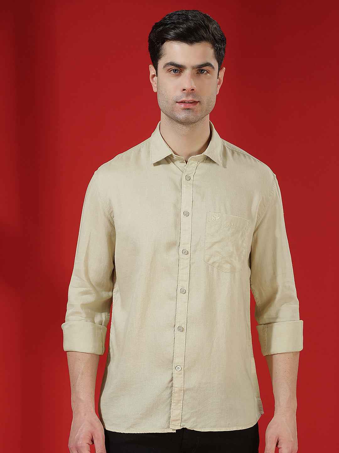 Green Minimal Linen Shirt