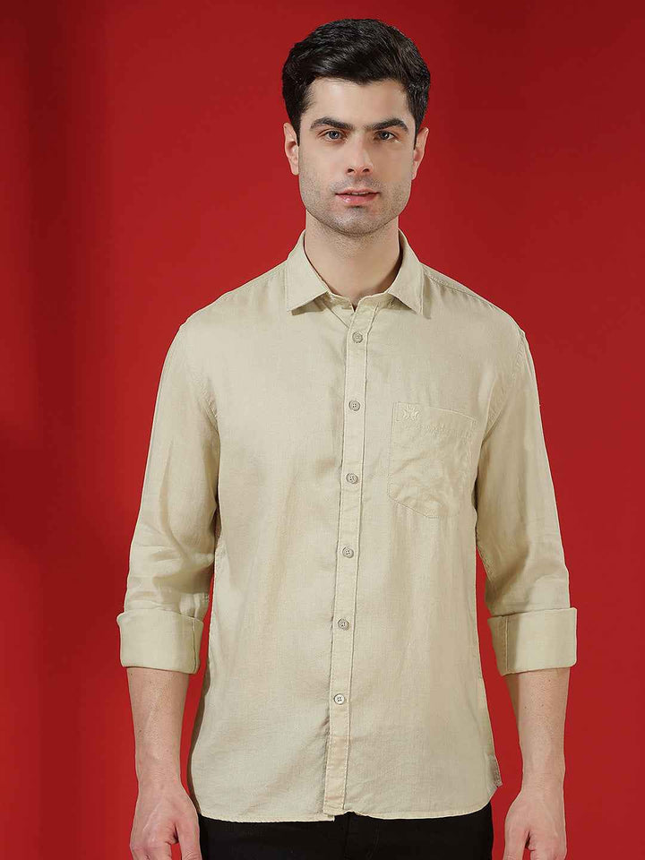 Green Minimal Linen Shirt