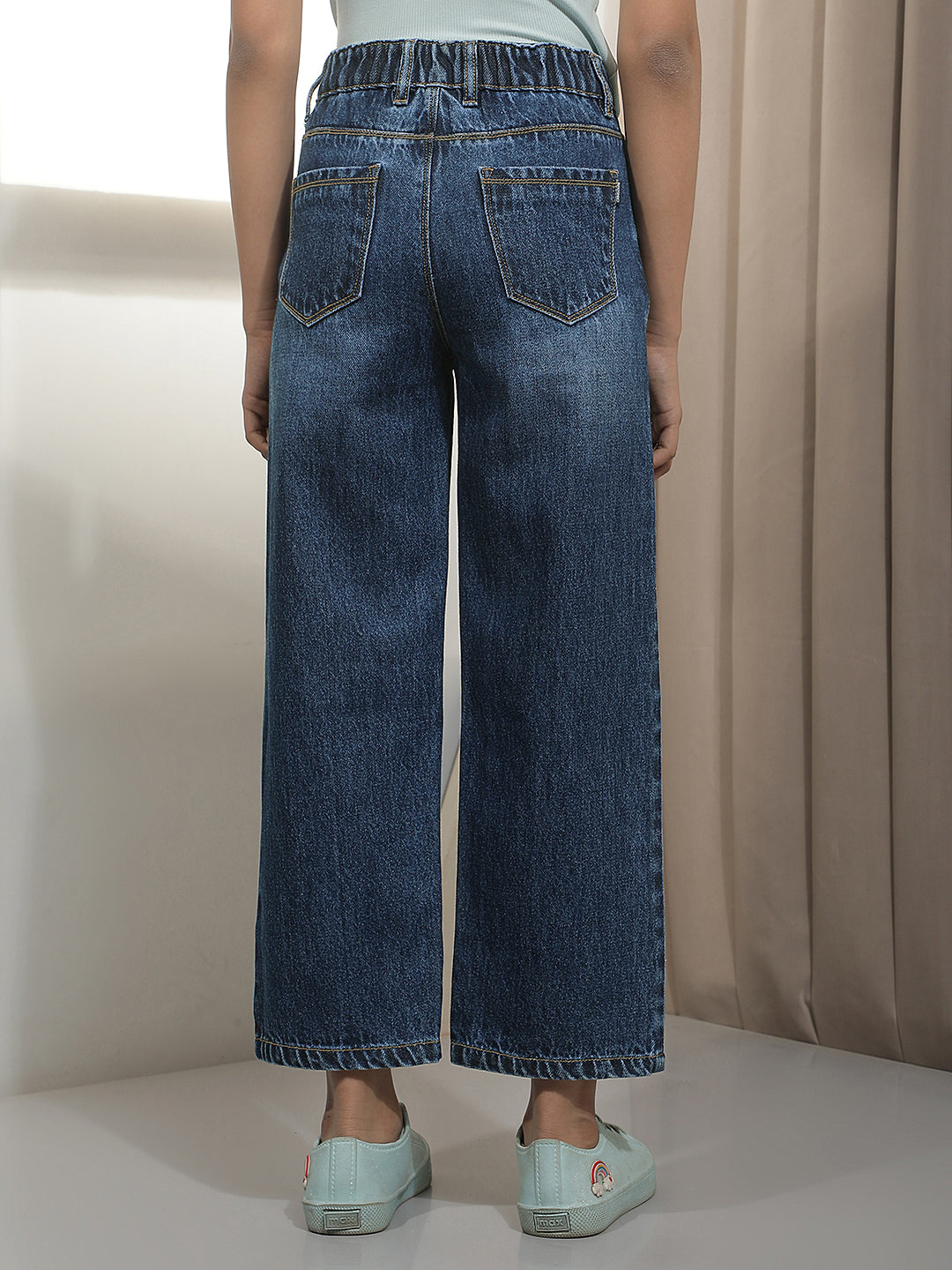 Blue 100% Cotton Wide Leg Jeans
