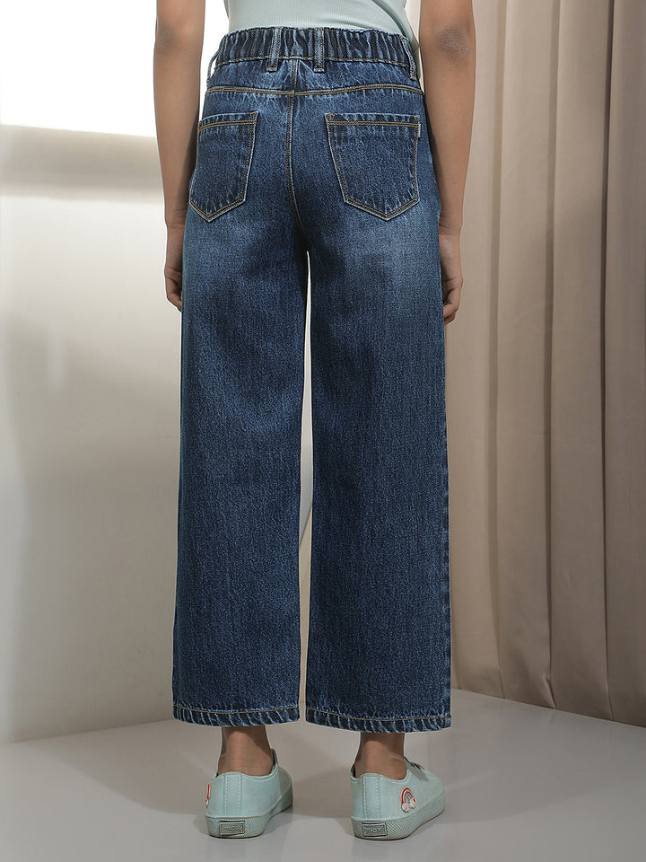 Blue 100% Cotton Wide Leg Jeans