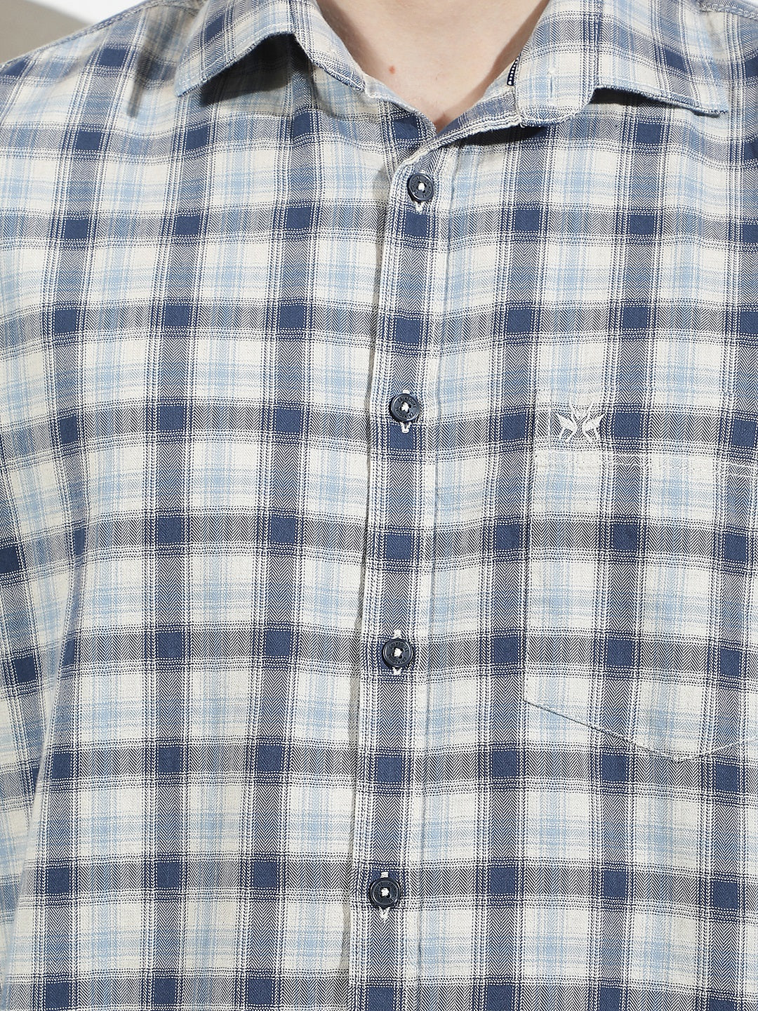 Blue Checked 100% Cotton Shirt