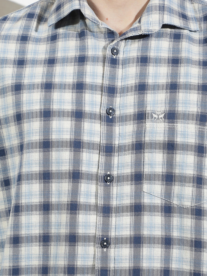 Blue Checked 100% Cotton Shirt