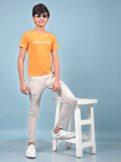 Orange Typographic Print T-Shirt-Boys T-Shirts-Crimsoune Club