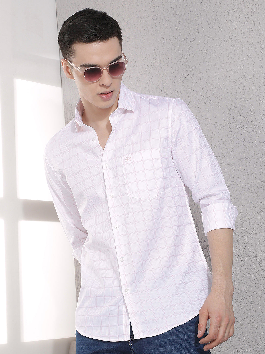 Pink Checked 100% Cotton Shirt