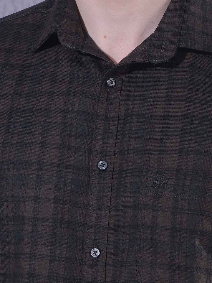 Brown 100% Cotton Checked Shirt