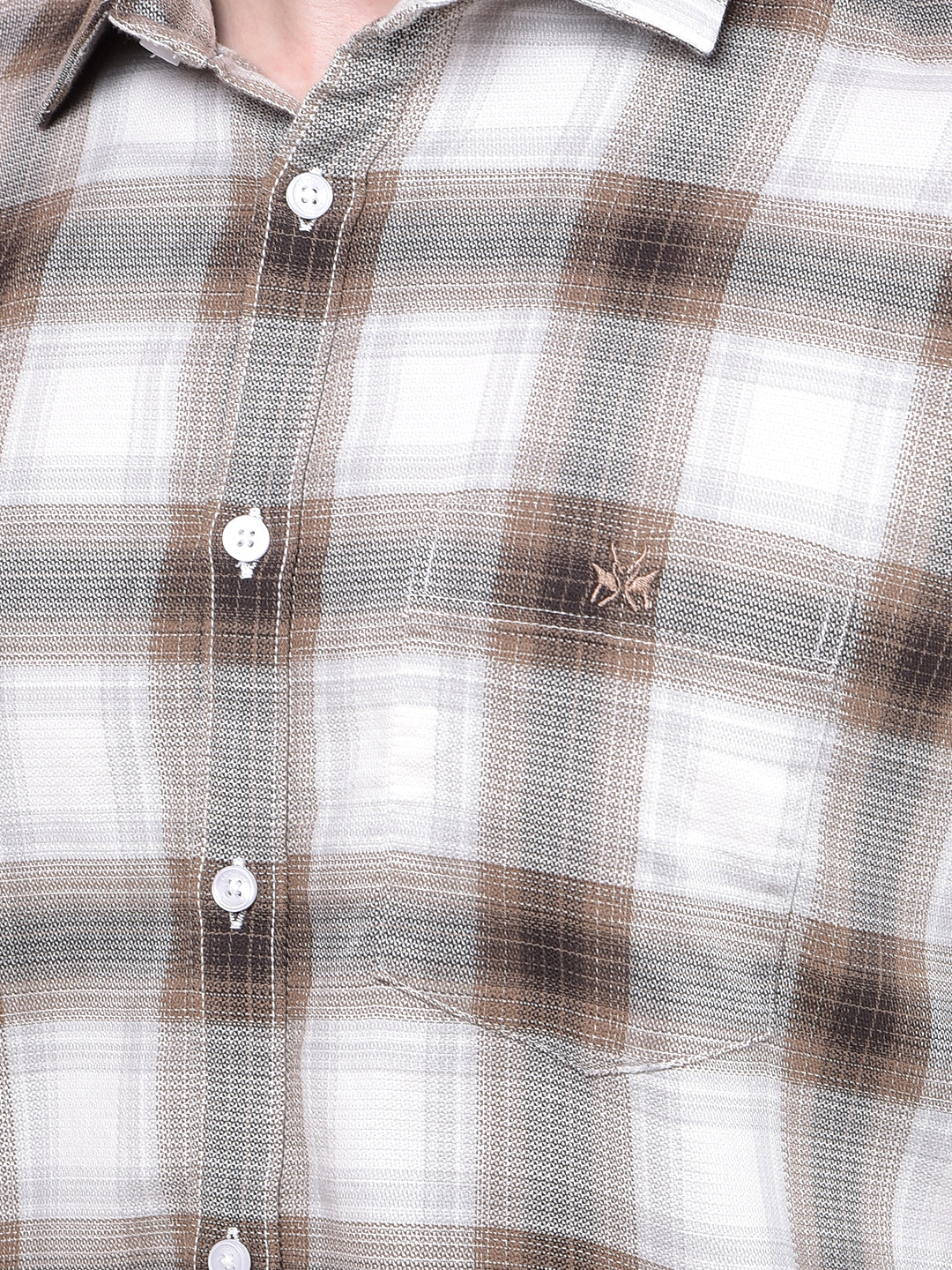 Brown Checked 100% Cotton Shirt