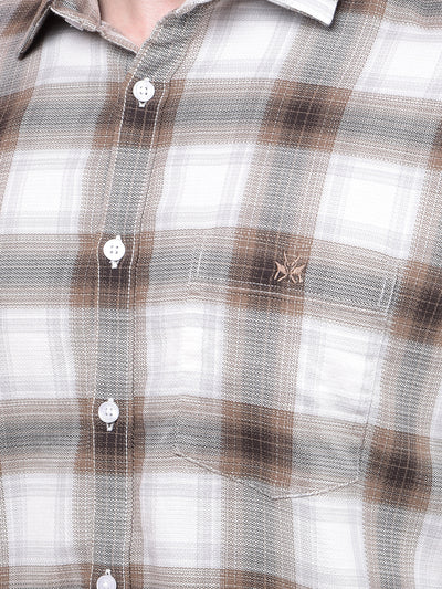 Brown Checked 100% Cotton Shirt