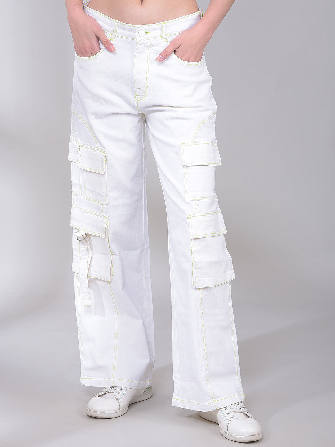 White Baggy Cargo Jeans
