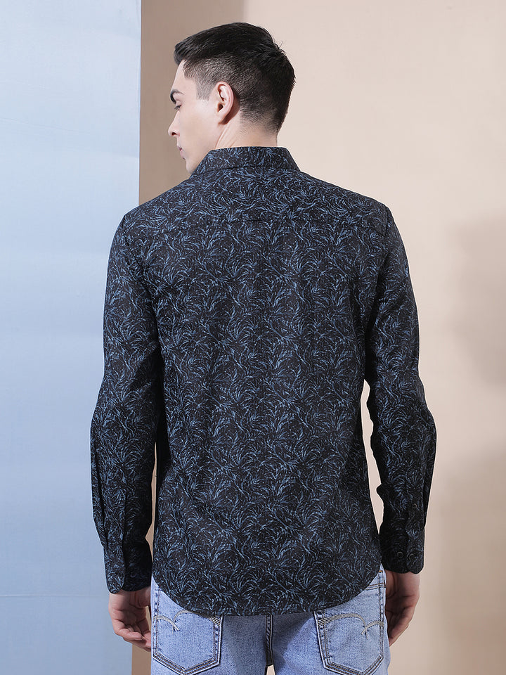 Blue Floral Print Shirt