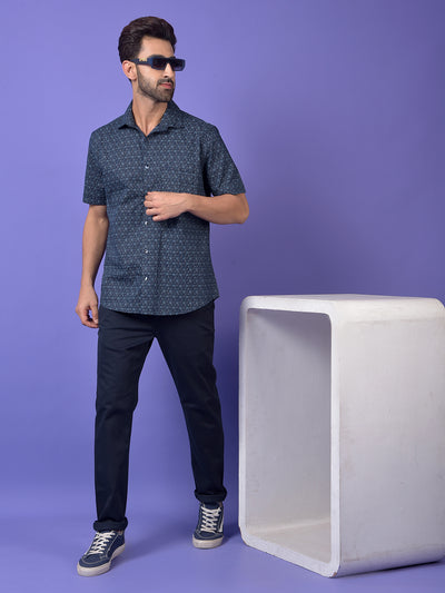 Navy Blue Printed Shirt