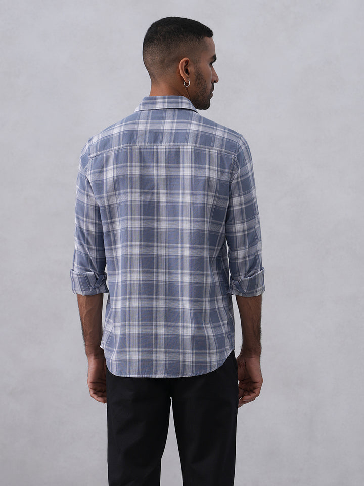 Blue Checked 100% Cotton Shirt