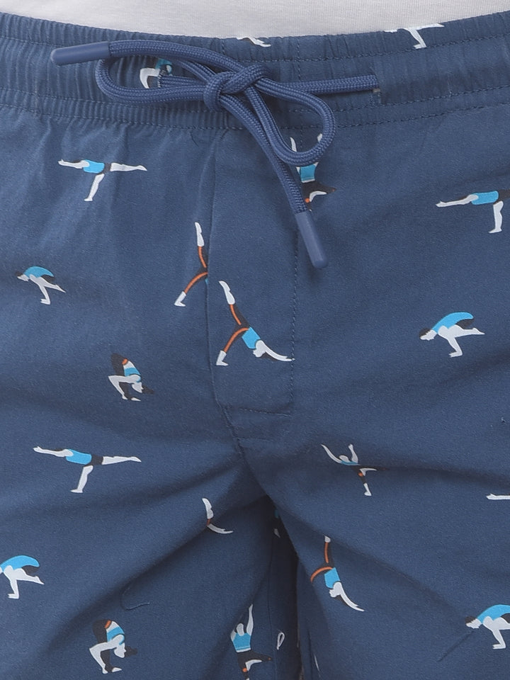 Navy Blue 100% Cotton Printed Boxers