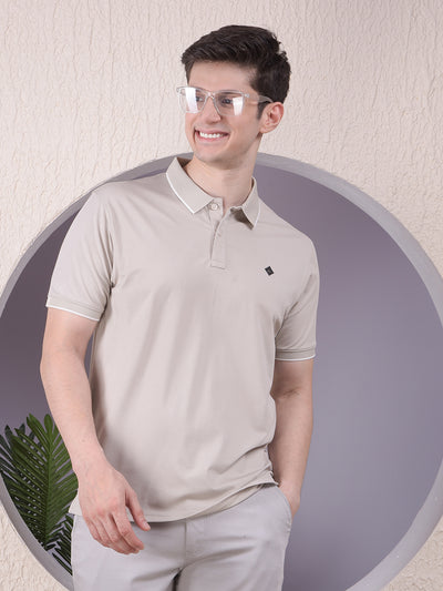 Beige Polo-Neck T-Shirt
