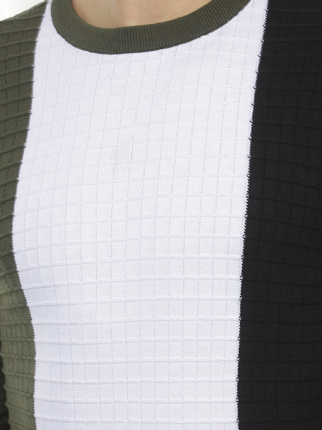 Color-Blocked 100% Cotton Sweater
