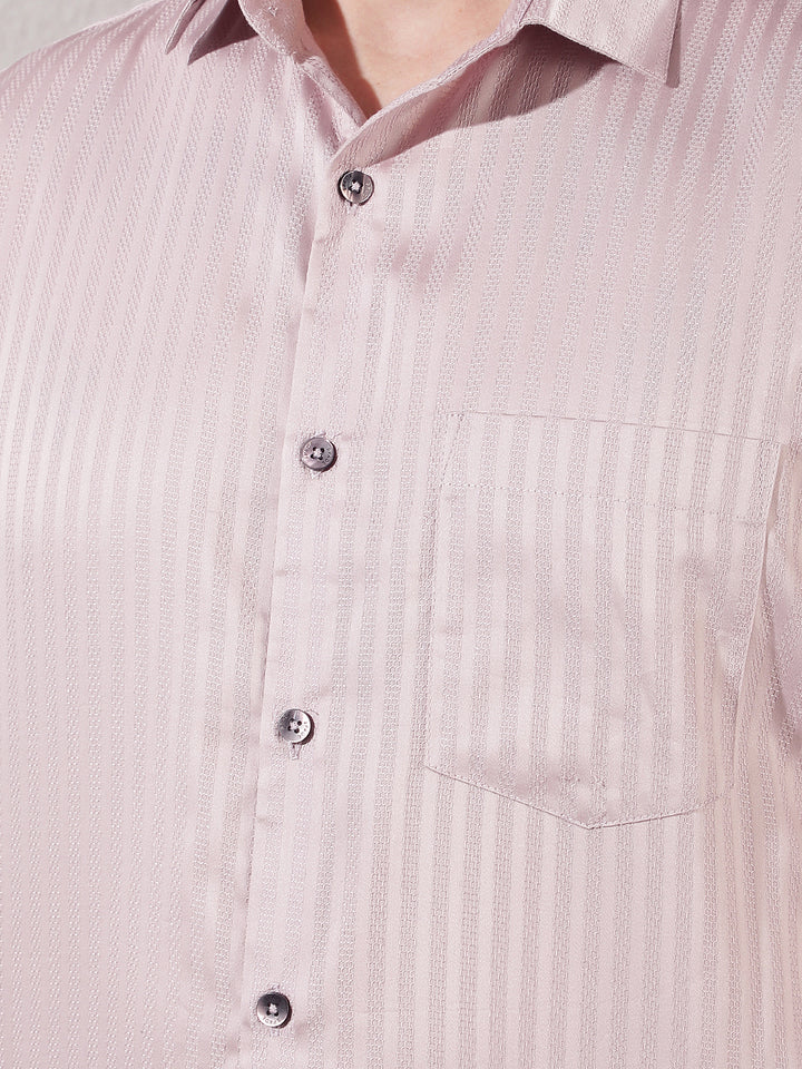 Purple Vertical Striped 100% cotton Shirt