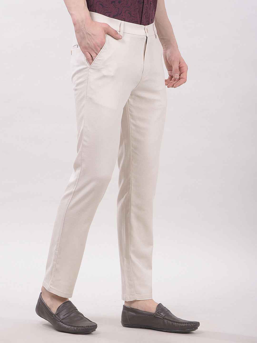 Beige Dobby Trousers