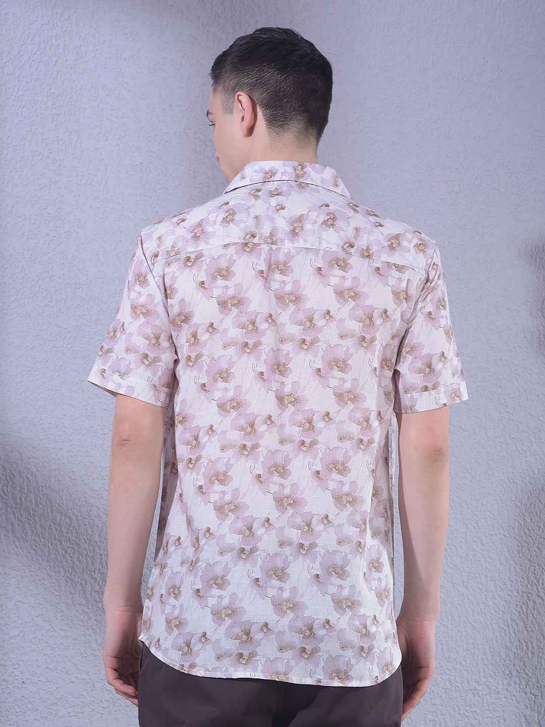 Pink Linen Floral Print Shirt