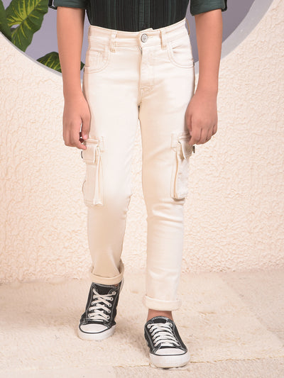 Beige Straight Cargo Jeans