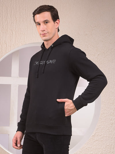 Black Embellished Hooded Neck Sweatshirt