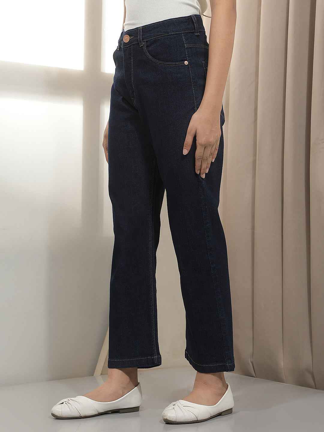 Navy Blue Straight Jeans