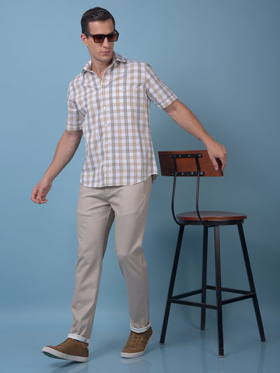 Yellow Checked 100% Cotton Shirt