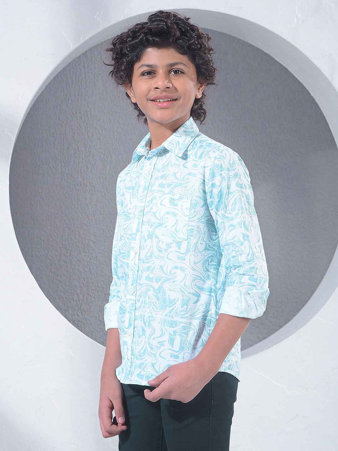 Green Printed 100% Cotton Shirt