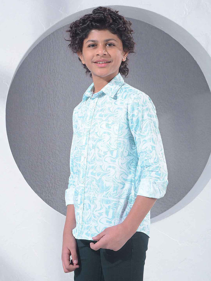 Green Printed 100% Cotton Shirt