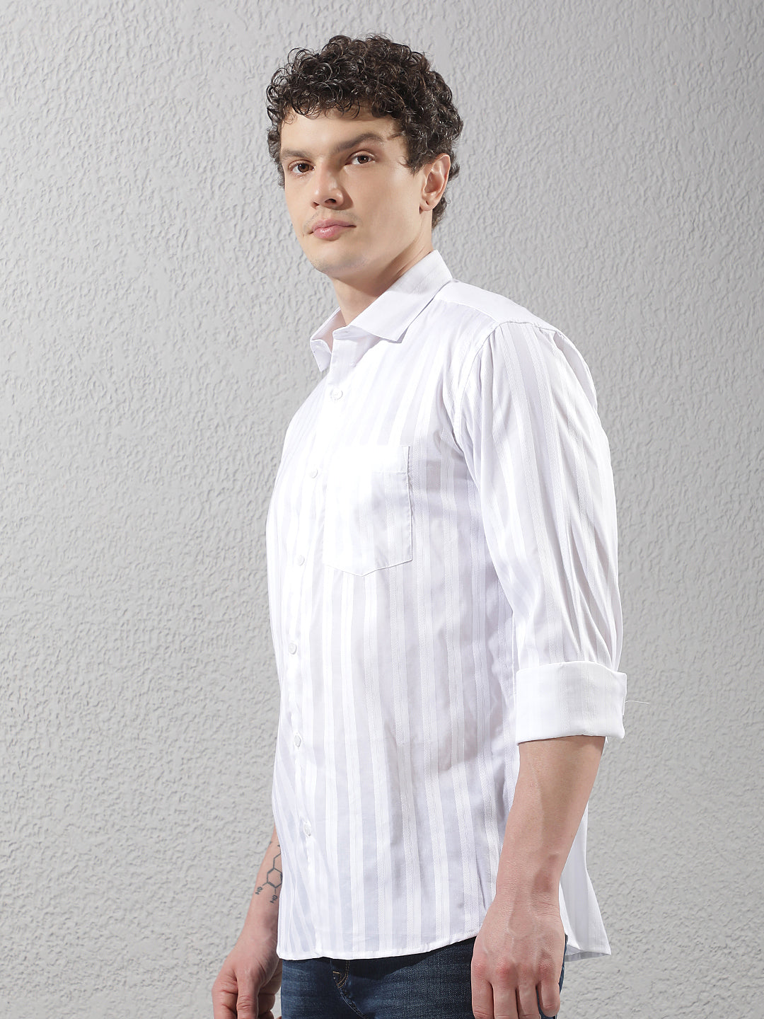 White Vertical Stripes Shirt