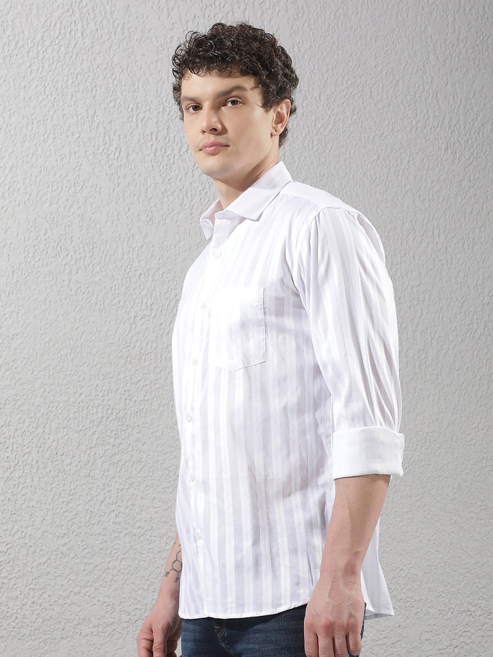 White Vertical Stripes Shirt