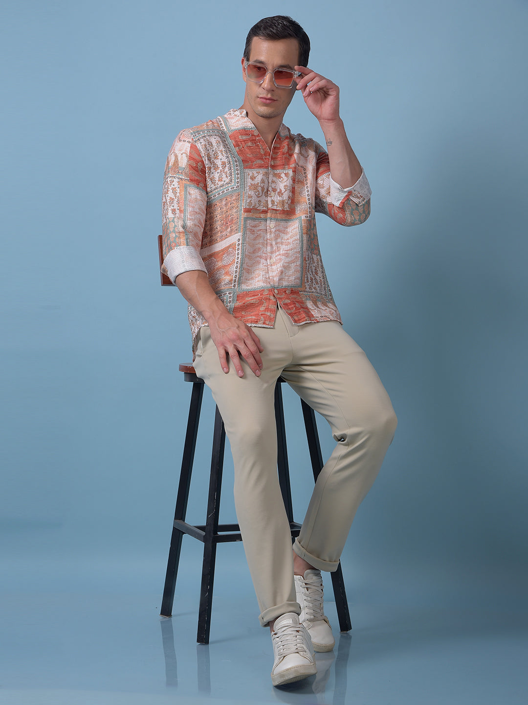 Snatched Textured Beige Trousers