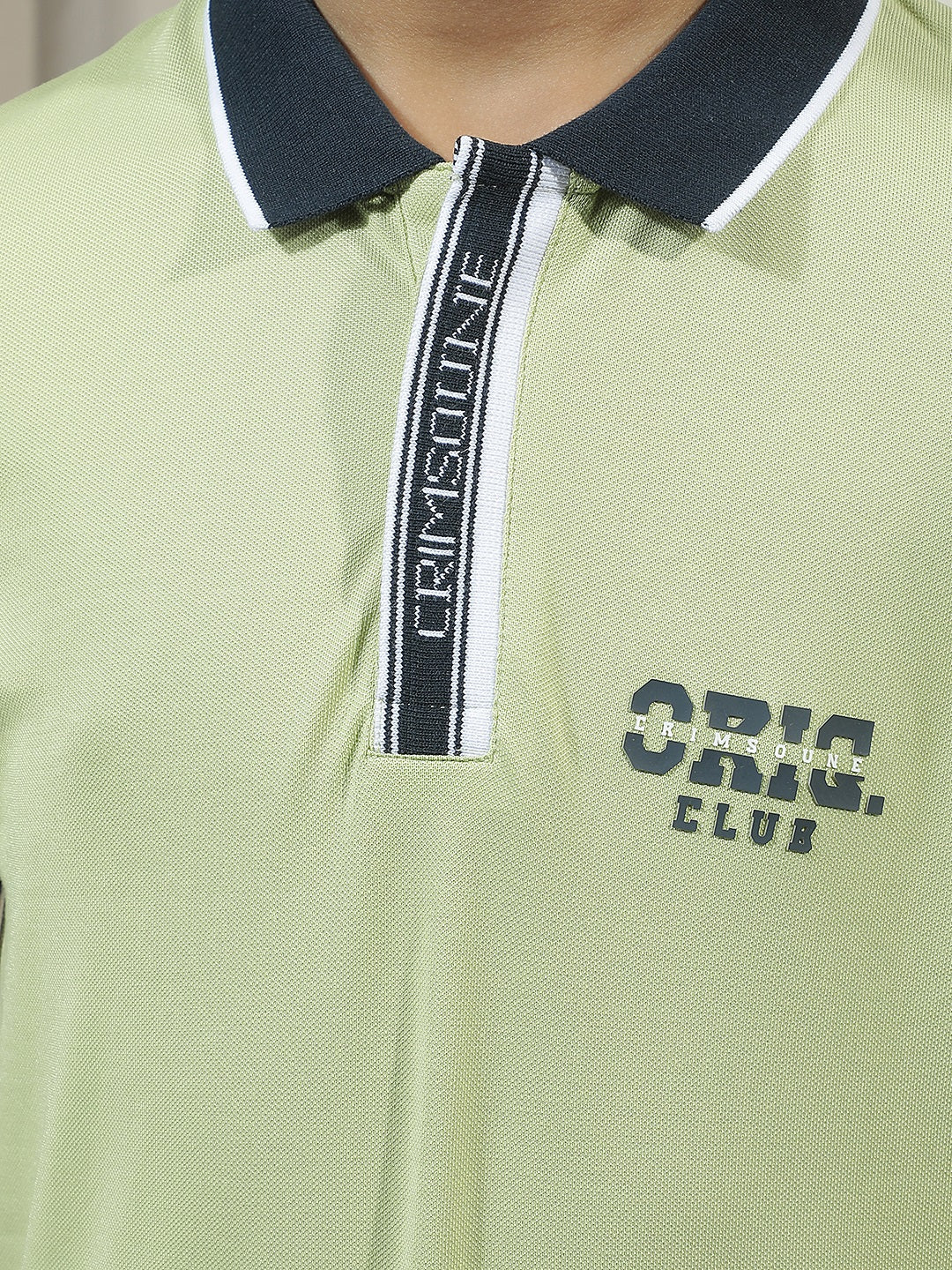 Green Typographic Polo Neck T-Shirt