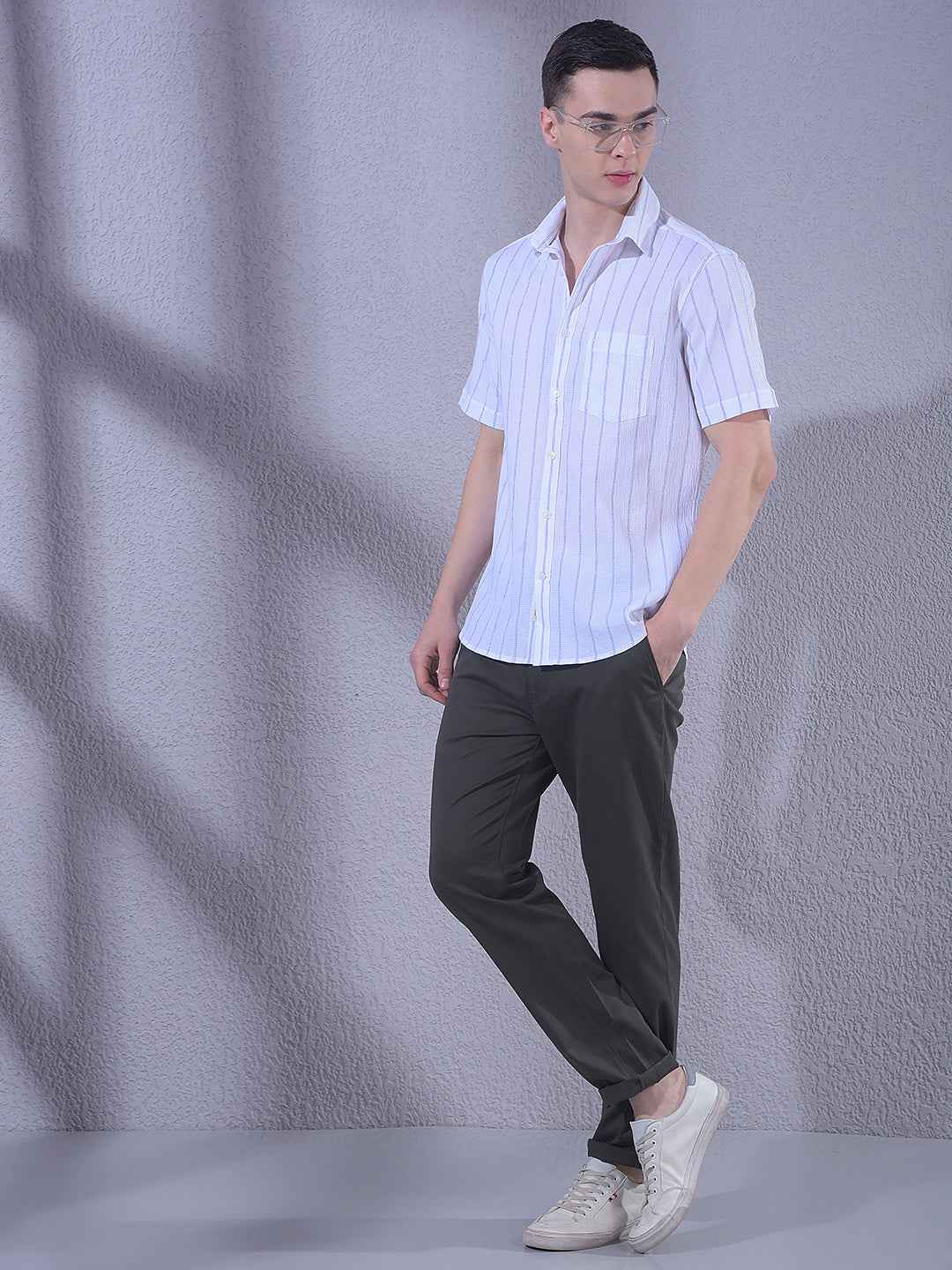 White Vertical Stripes Shirt