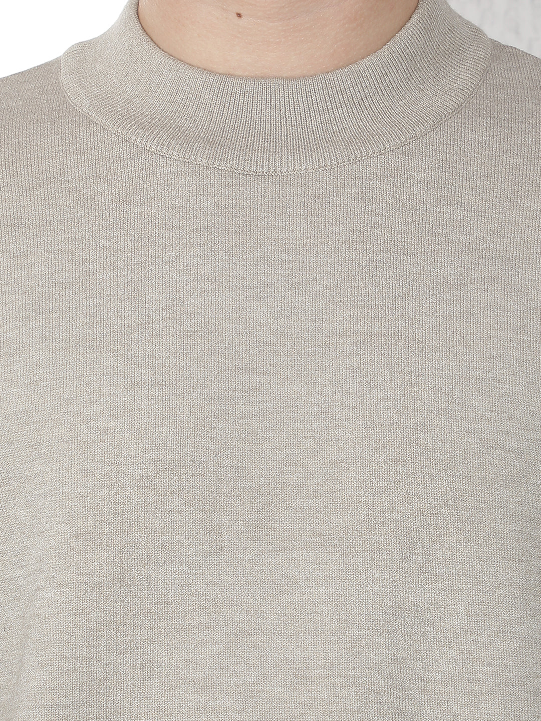 Beige High Neck Sweater