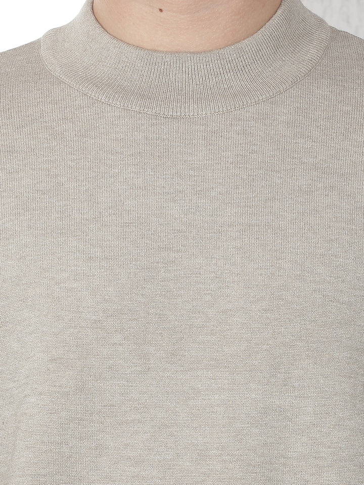 Beige High Neck Sweater
