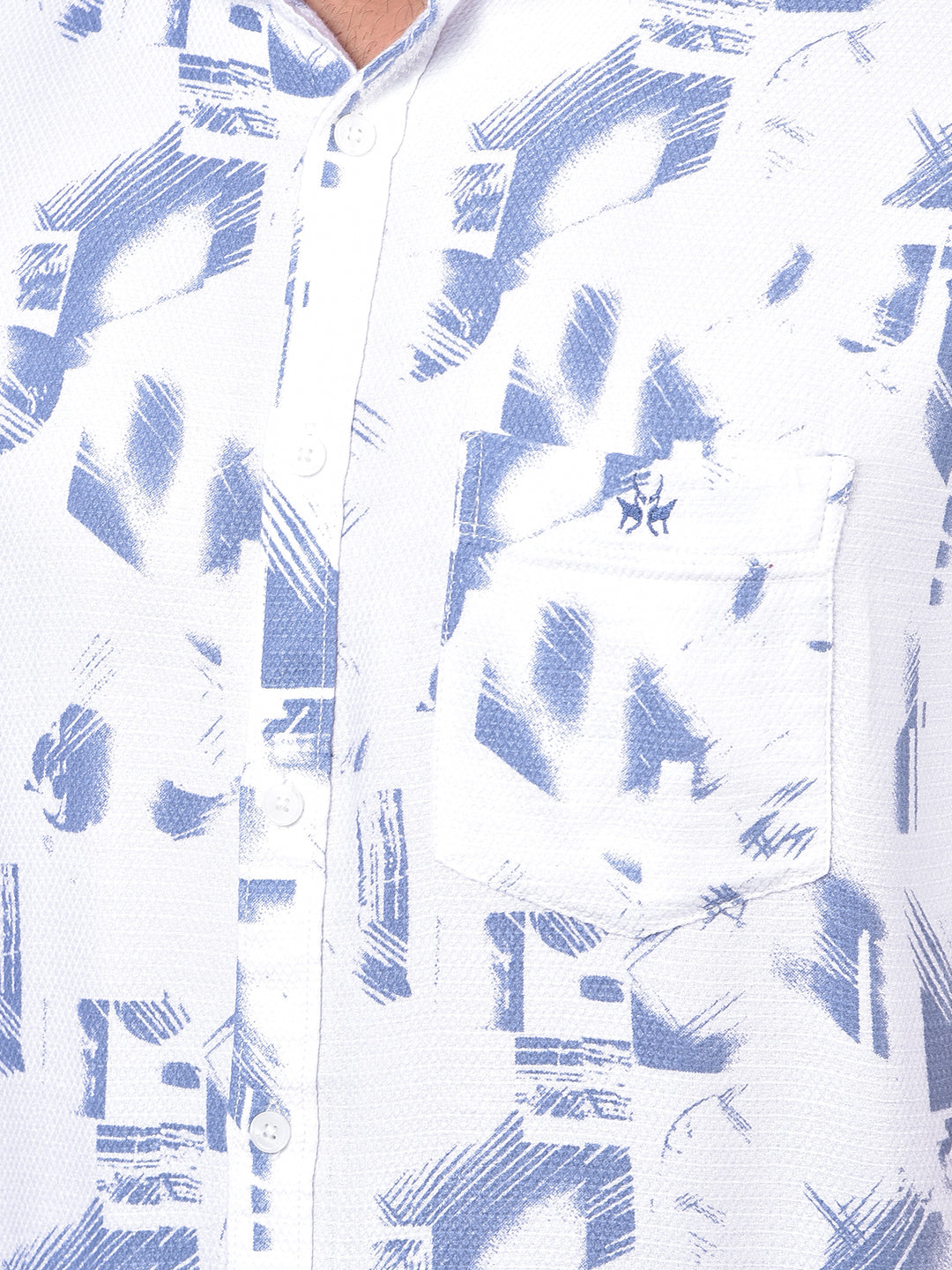 Blue Printed 100% Cotton Shirt