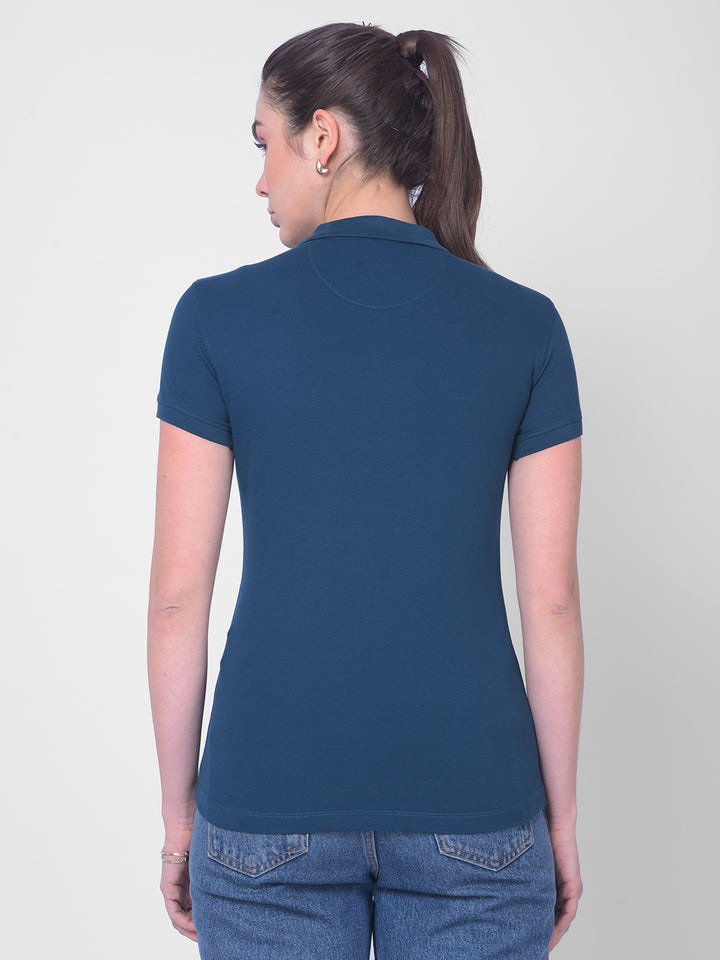 Blue Polo Neck T-Shirt