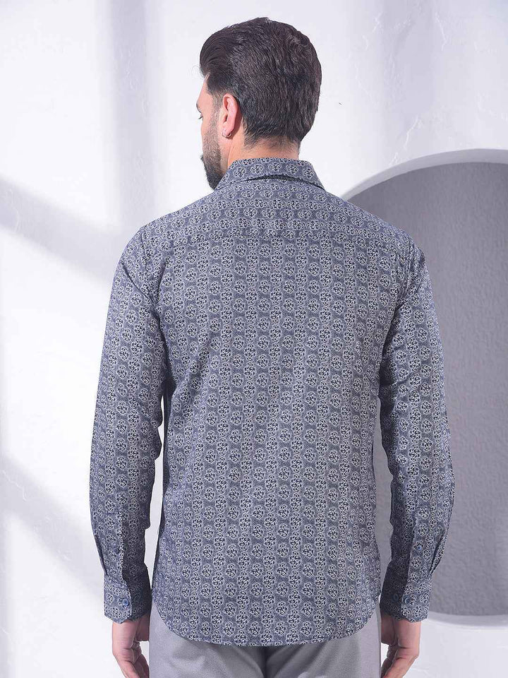 Navy Blue Printed Shirt
