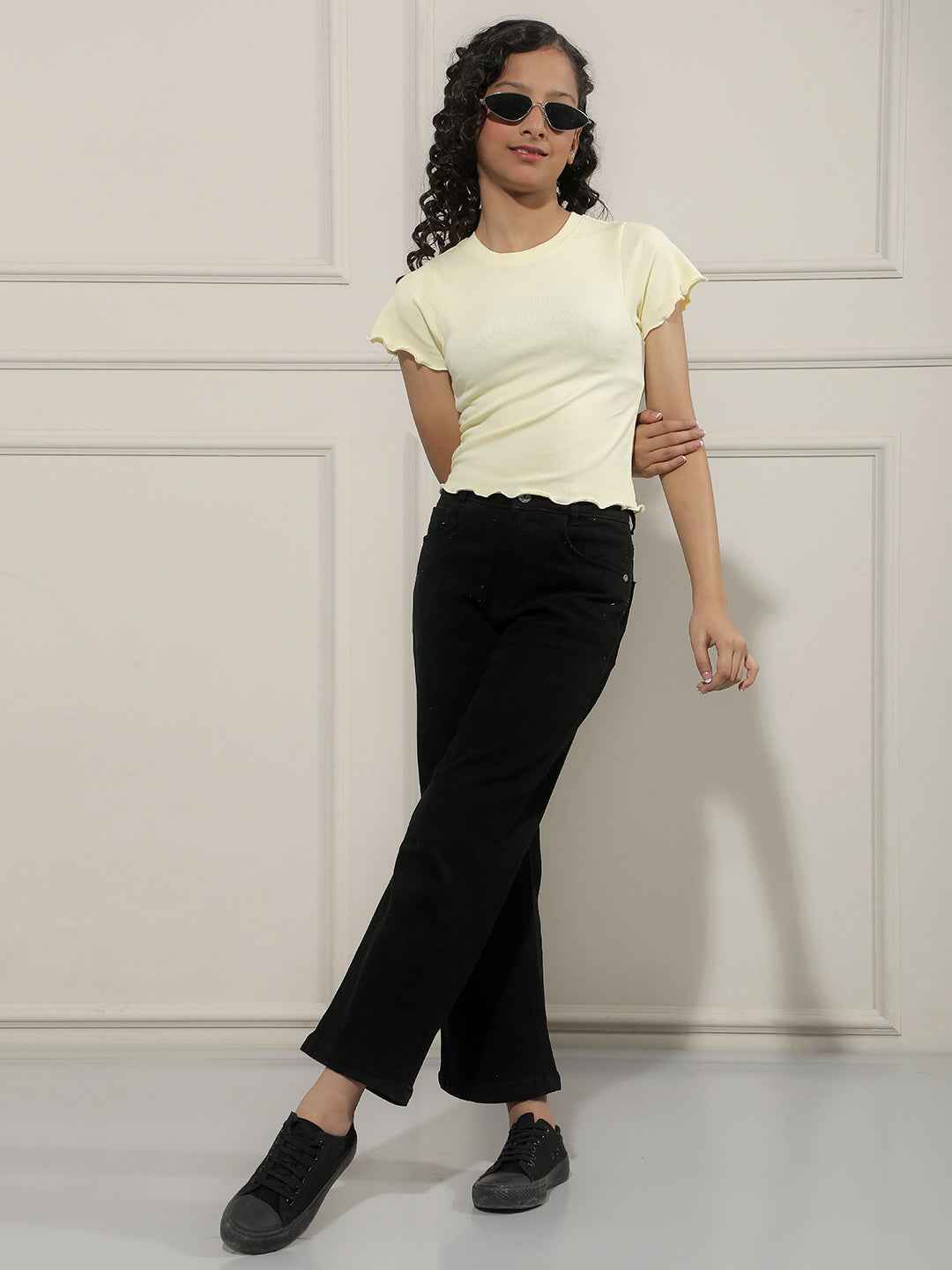 Yellow Modal Cropped T-Shirt