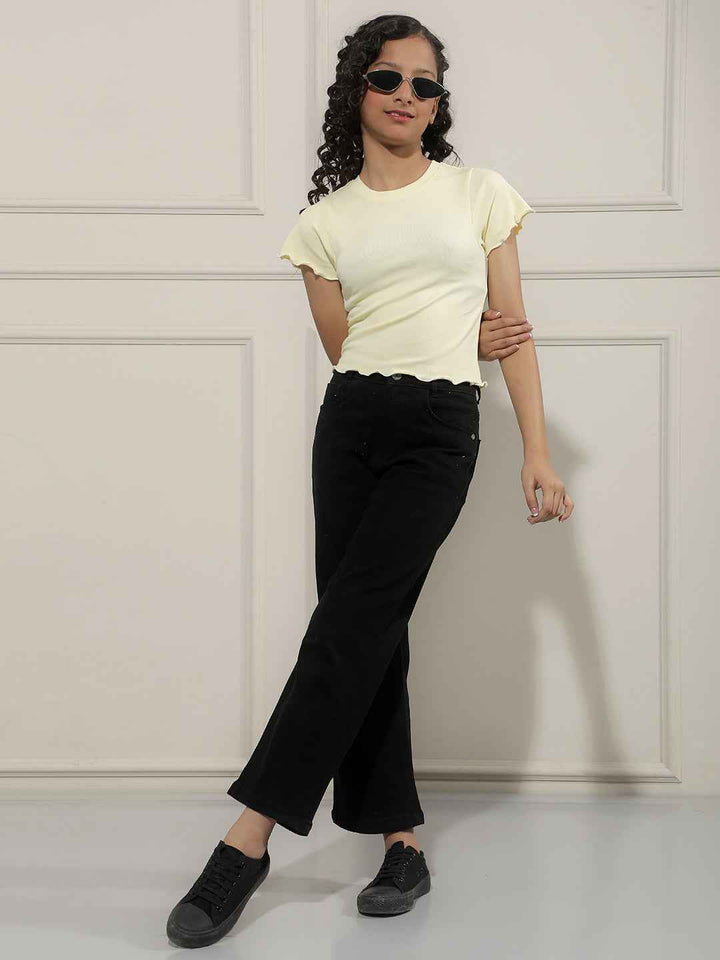 Yellow Modal Cropped T-Shirt